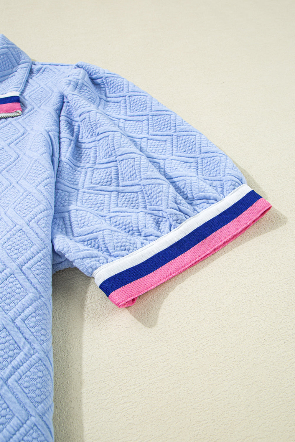 Beau Blue gestreepte jurk met kraag zakken ruitjespatroon en textuur plus size