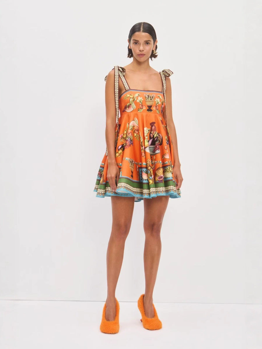 Casual Fashion Elegant Linen Lace-Up Dress