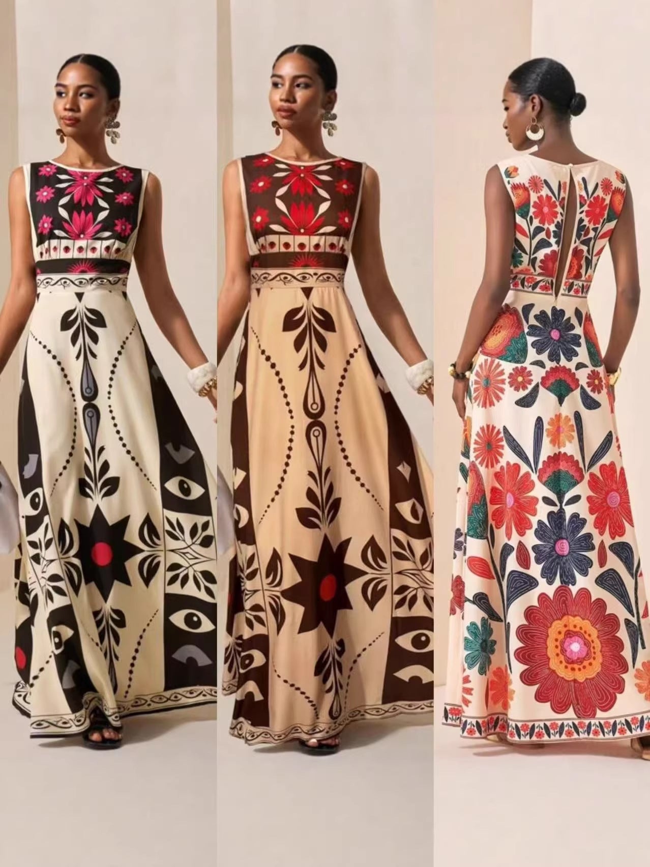 Printed Bohemian Sleeveless Long Dress