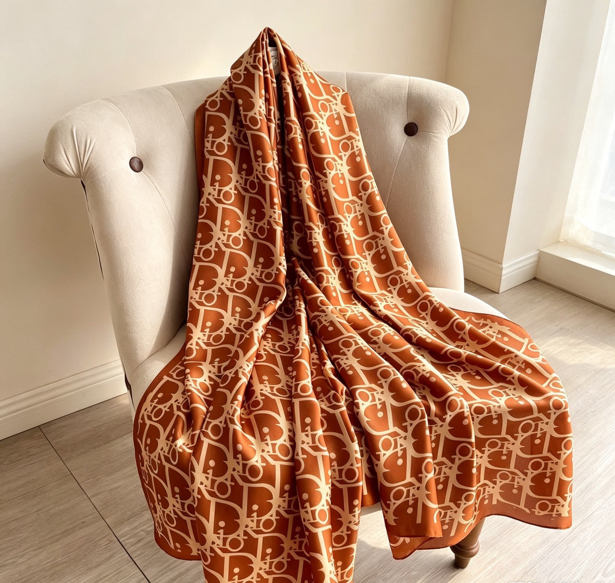 Women's Lijin Satin Scarf Floral Print Shawl