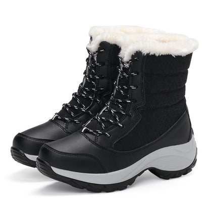 Womens Fleece-Lined High-Top Winter Snow Boots Outdoor Hiking Shoes