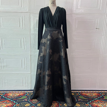 Printed stylish waist-cinching one-piece dress
