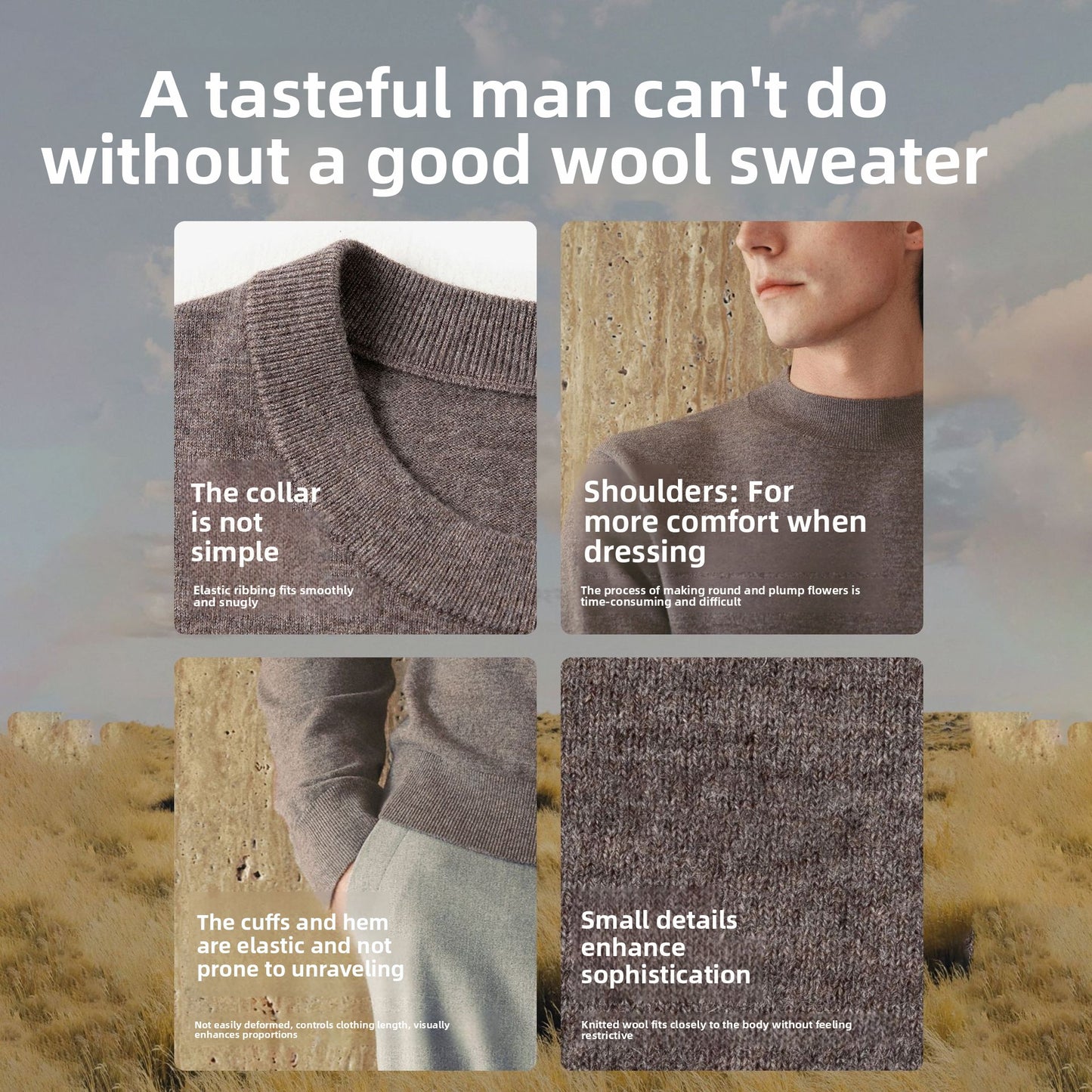 Men's Crew Neck Knit Sweater Long Sleeve