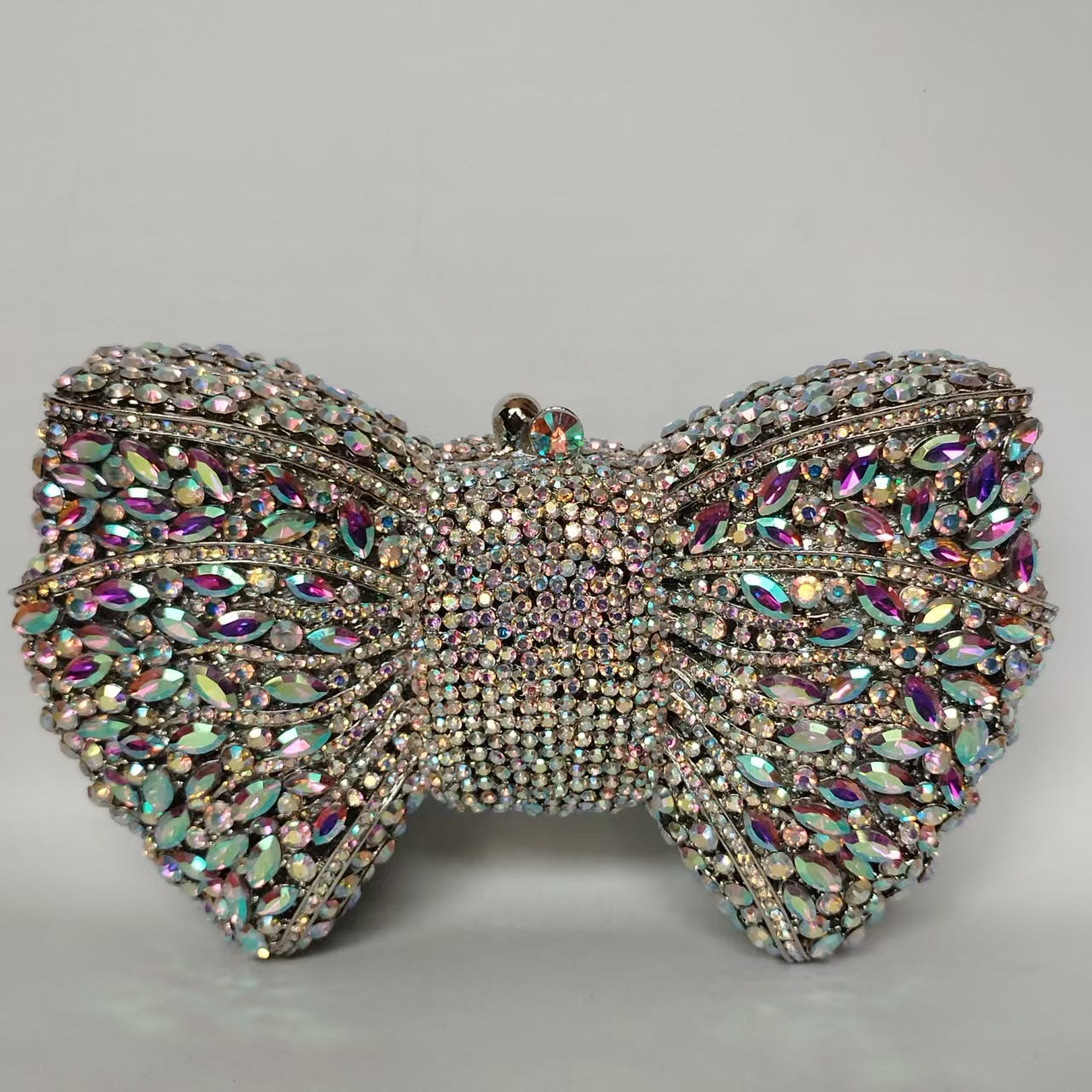 Rhinestone Bow Evening Bag with Chain