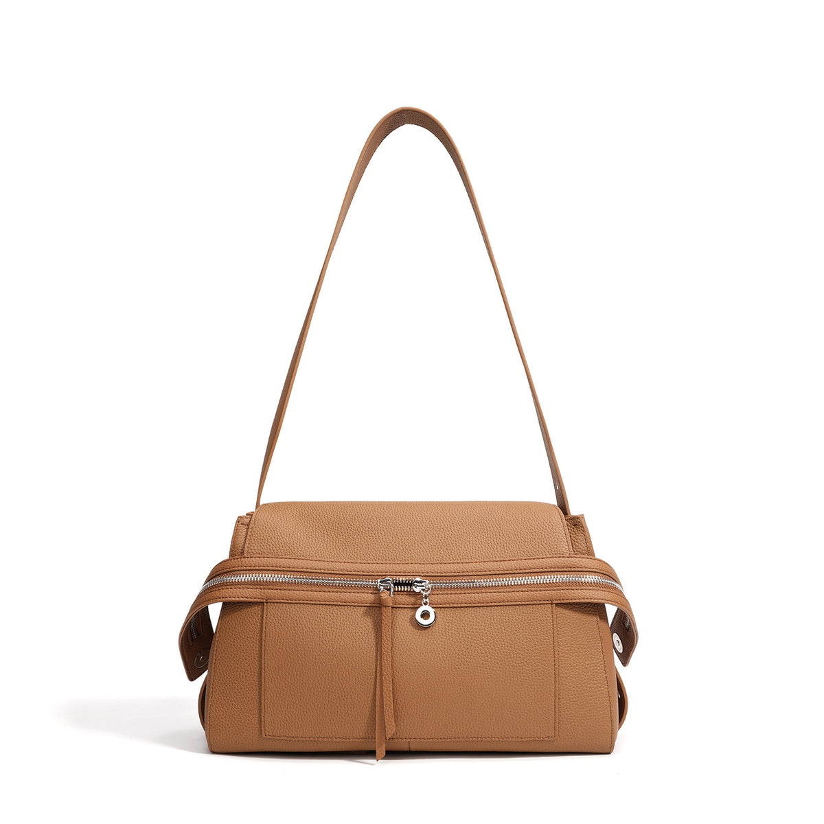 Elegant genuine leather shoulder bag in Kelly style