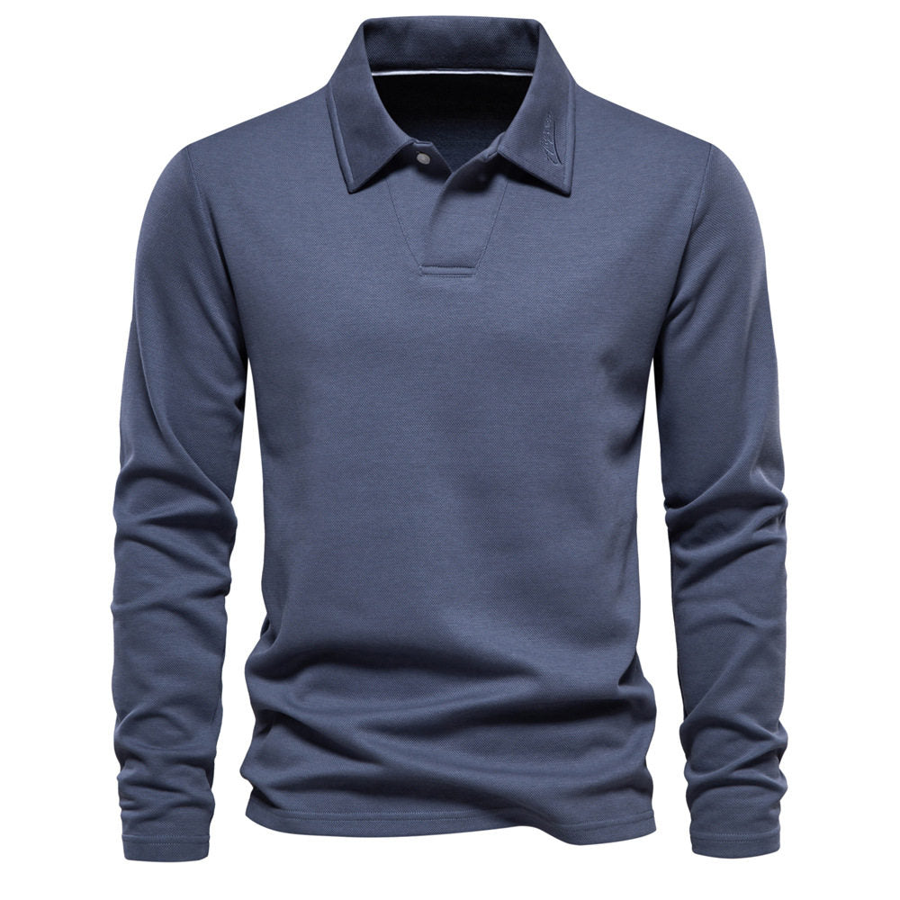 Polo T-shirt voor heren met lange mouwen kraag en knoop of ritssluiting