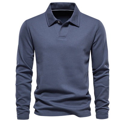 Polo T-shirt voor heren met lange mouwen kraag en knoop of ritssluiting