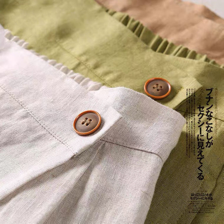 Women's Cotton Linen A-Line Flared Skirt