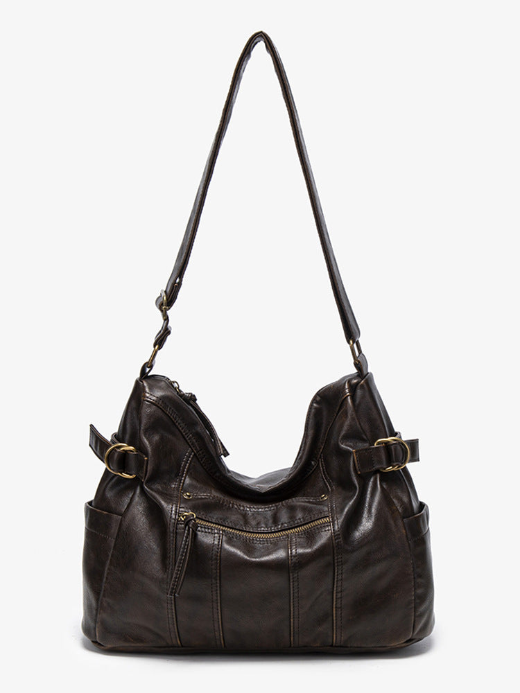 Lady's water-resistant soft leather shoulder bag
