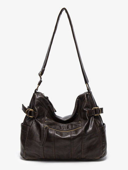 Lady's water-resistant soft leather shoulder bag