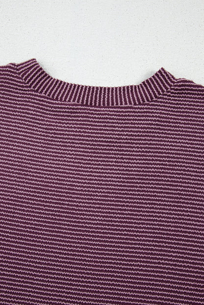 Effen geribde T-shirt met opstaande kraag en korte mouwen