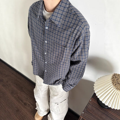 Cleanfit Men's Long Sleeve Plaid Shirt American Retro Cardigan Jacket