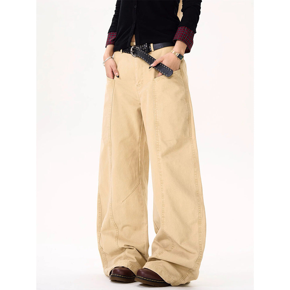 Deconstructed Wide-Leg Cotton Casual Pants