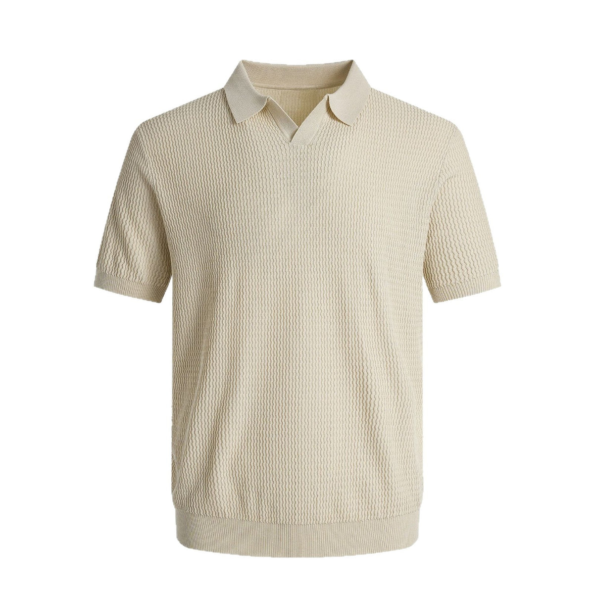Mens Ice Silk Seagull Collar V-Neck Polo Shirt