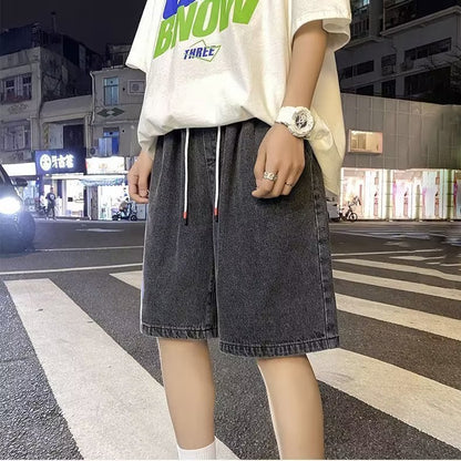 Men's Denim Shorts Summer Loose Five-Point Pants