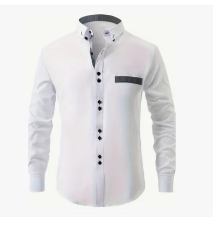 Bedrukt slim-fit  herenoverhemd met lange mouwen elegante model