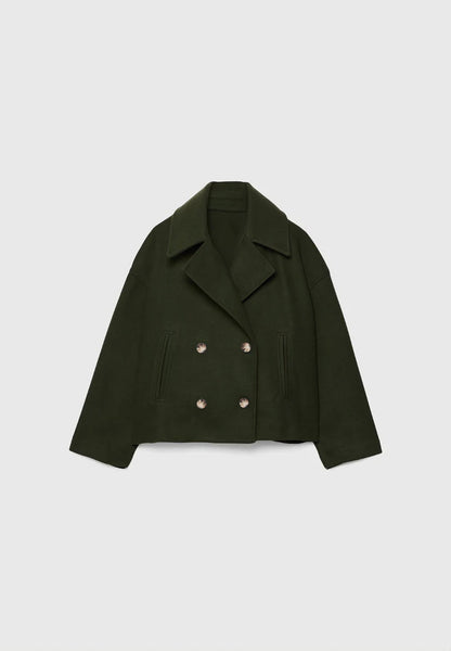 Womens Double Breasted Wool Blend Coat