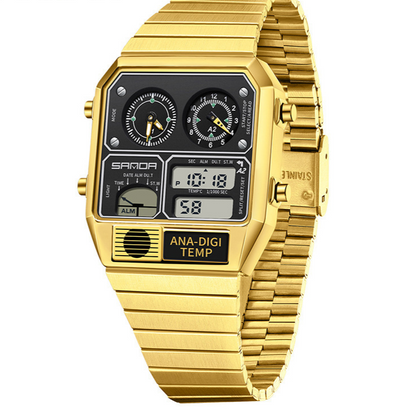 Dual Display 50m Water Resistant Electronic Watch