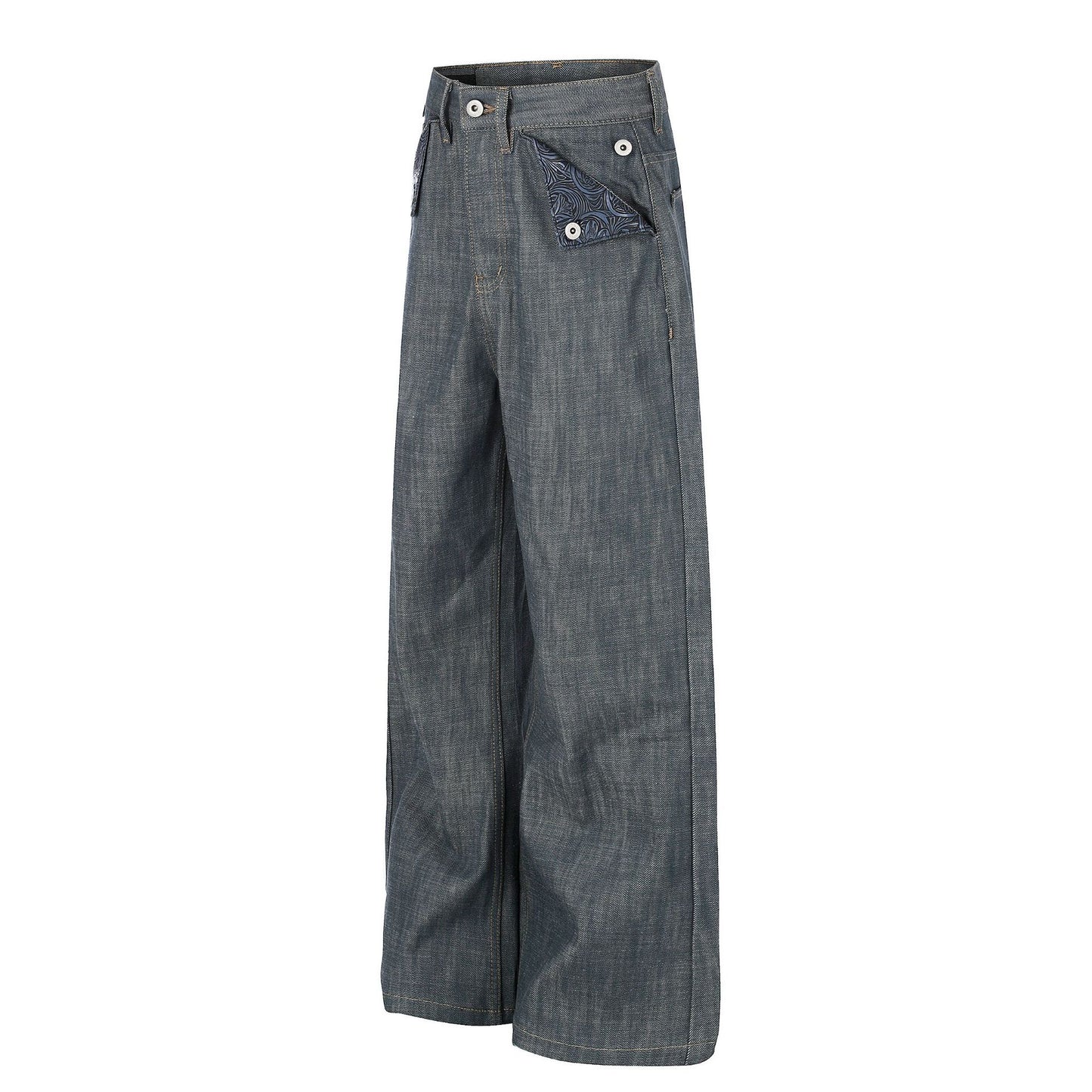 Loose Fit Cotton Denim Jeans Lake Green