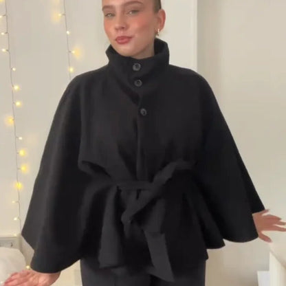 Elegant Womens Wool Blend Belted Coat