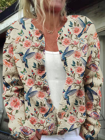 Womens 3D Printed Knit Cardigan