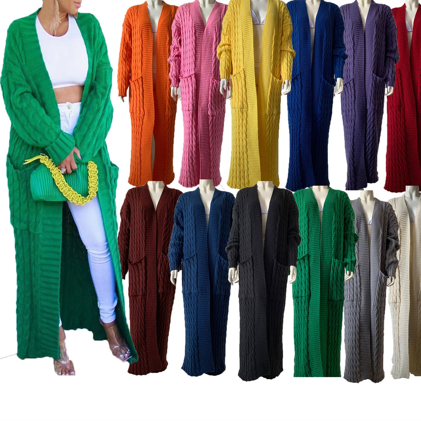 Lange Europese en Amerikaanse gebreide vest