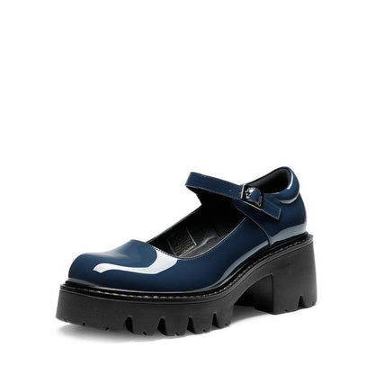 French Retro Chunky Heel Mary Jane Shoes