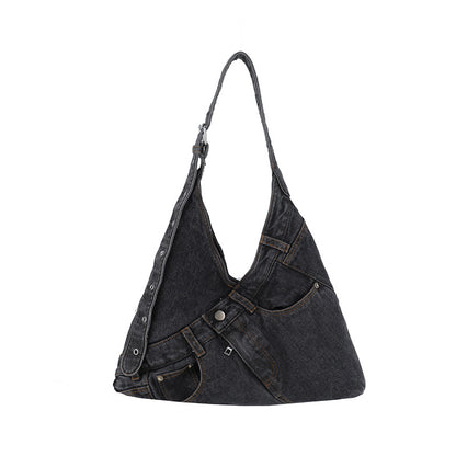 Denim Canvas Tote Bag with Shoulder Strap
