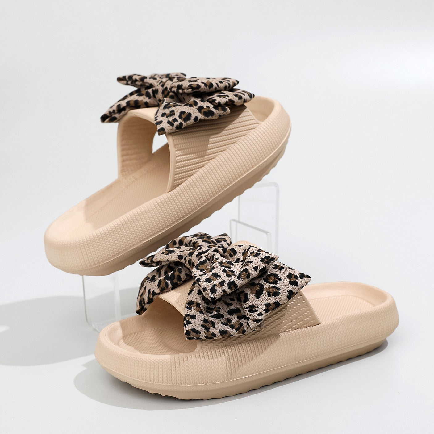 Women's Leopard Print Bow EVA Sandals