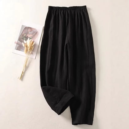 Cotton and Linen Casual Cropped Pants