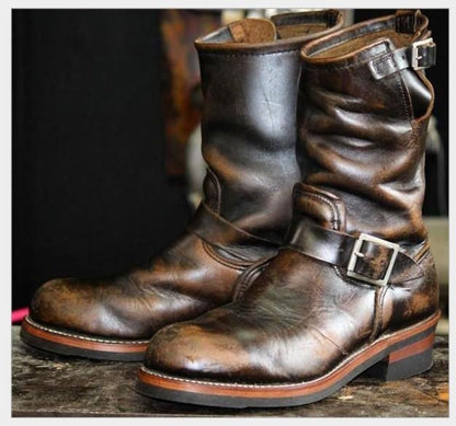 Mens Belt Buckle Mid-Calf Chelsea Boots
