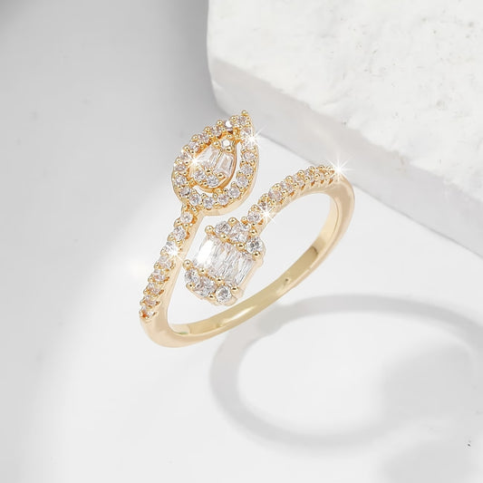 Verstelbare open ring met steentjes