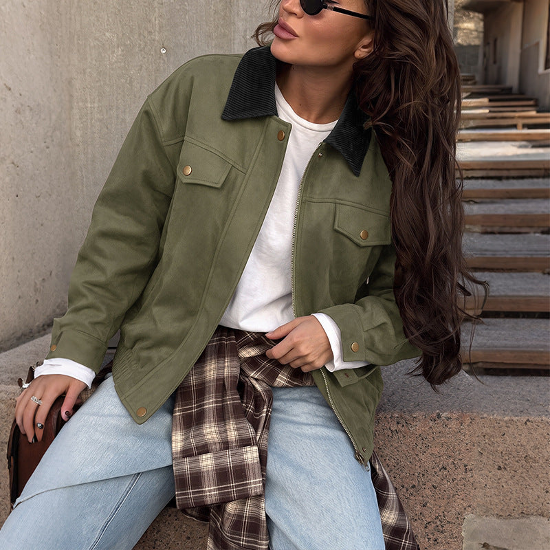 Vintage Commuter Faux Suede Coat