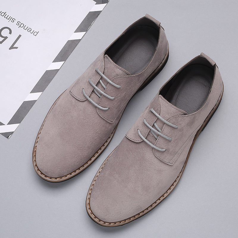 Men's Frosted Casual Work Shoes Multicolor Men's Leather Shoes Lace-Up Fashion Trend Large Size Shoes