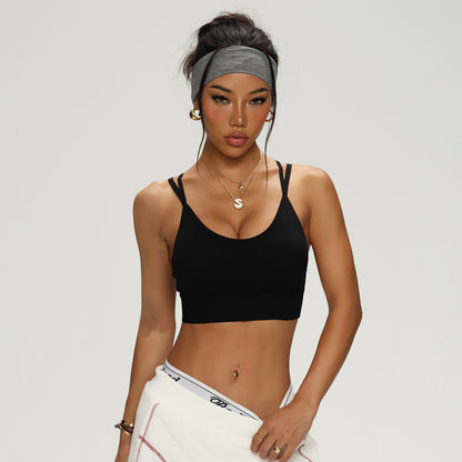 Gekruiste rug sportbeha met schouderbandjes