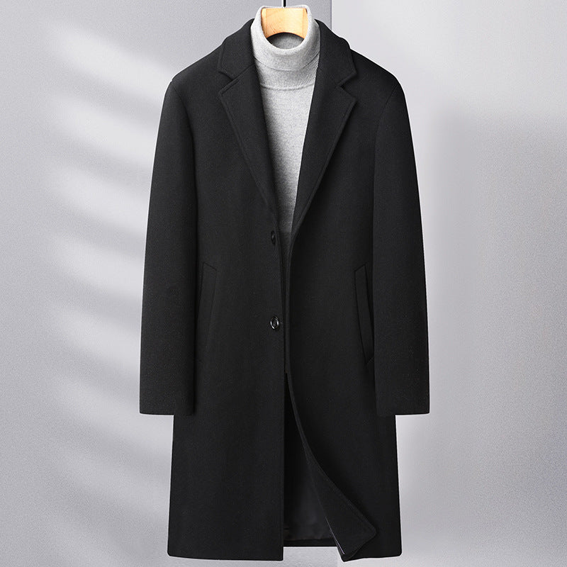 Mens Wool Blend Overcoat with Suit Collar