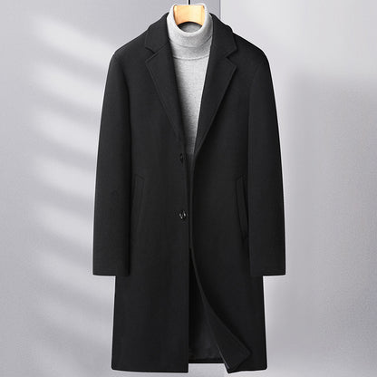 Mens Wool Blend Overcoat with Suit Collar