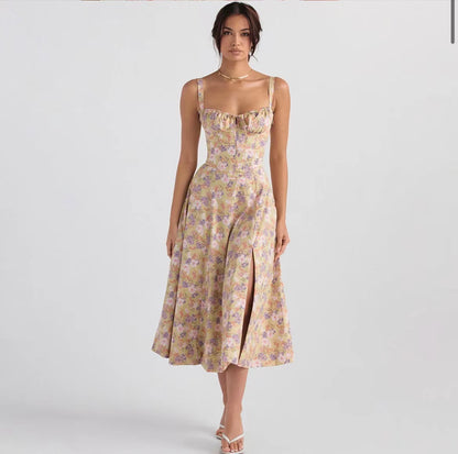 Ladies Fashion summer dresses women  maxi floral slip backless womens dresses elegant