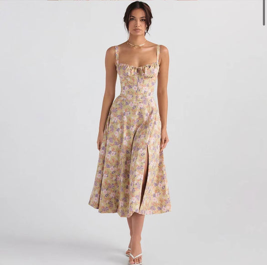 Ladies Fashion summer dresses women  maxi floral slip backless womens dresses elegant