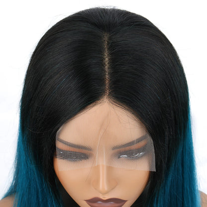 4x4 Lace Closure korte bobpruik van echt haar T1B/groen