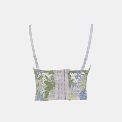 Women's Inner Wear Backless Bra Outerwear Water-Soluble Lace Embroidered Flower Boned Bustier
