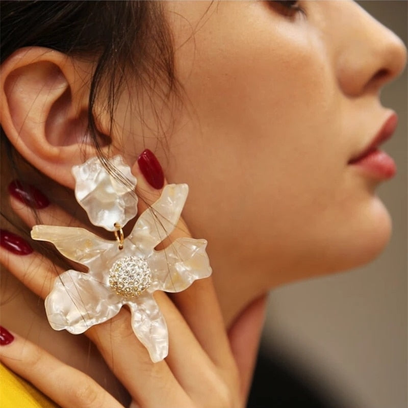 Boho etnische grote bloemvormige hangende oorbellen voor dames
