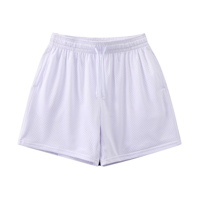 Sports Training Quarter Shorts Mens Over Knee Sports Pants Summer Training Fitness Two Layer Mesh Breathable Basketball Pants