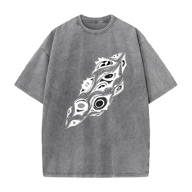 Summer New Anime Chainsaw Man Printed T-Shirt Summer Cotton Washed Vintage Short Sleeve Top