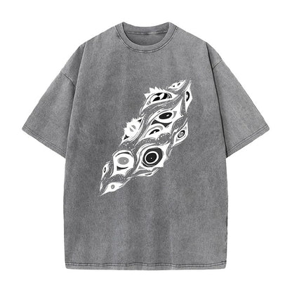 Summer New Anime Chainsaw Man Printed T-Shirt Summer Cotton Washed Vintage Short Sleeve Top