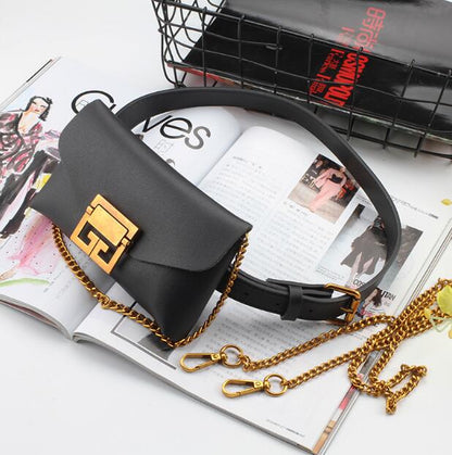 PU-leren heuptasje met ketting details