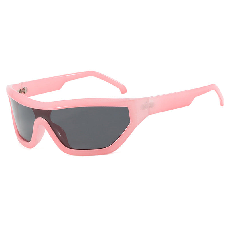 Conjoined Y2K Sunglasses Hip Hop Hot Girl Sunglasses Bounce Di Sunglasses Personalized Outdoor Street Shooting Sunglasses Narrow Frame