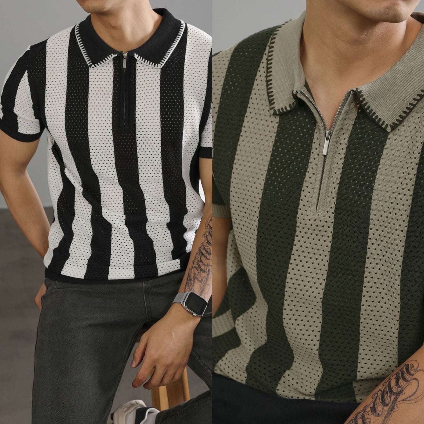Polo shirt men's summer slim fit casual top with half sleeves