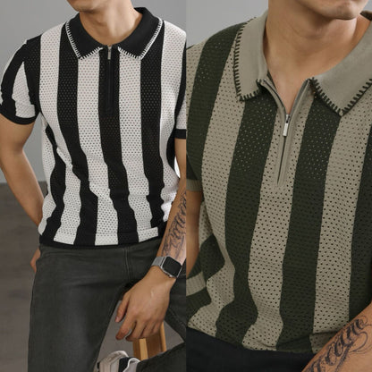 Polo shirt men's summer slim fit casual top with half sleeves