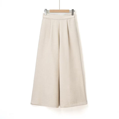 Commuting style elegant velvet high waisted wide leg pants